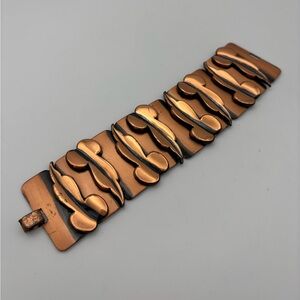 Vintage Renoir MCM Brutalist Copper Leaves Bracelet